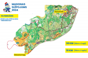 1) Mežu sili 30km un Sportland 15km