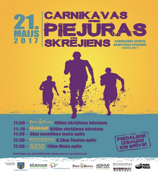 21.maijā Carnikavas sporta kompleksa stadionā tiks dots starts Carnikavas Piejūras skrējienam!