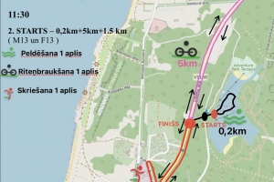 2. starts, 200m + 5km + 1,5km